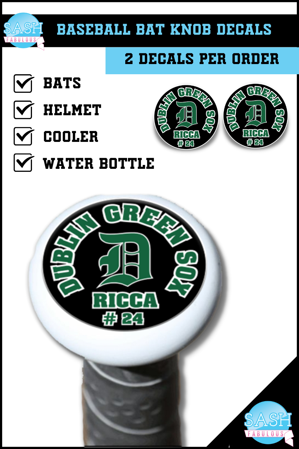 Sports Decal BAT KNOB 1