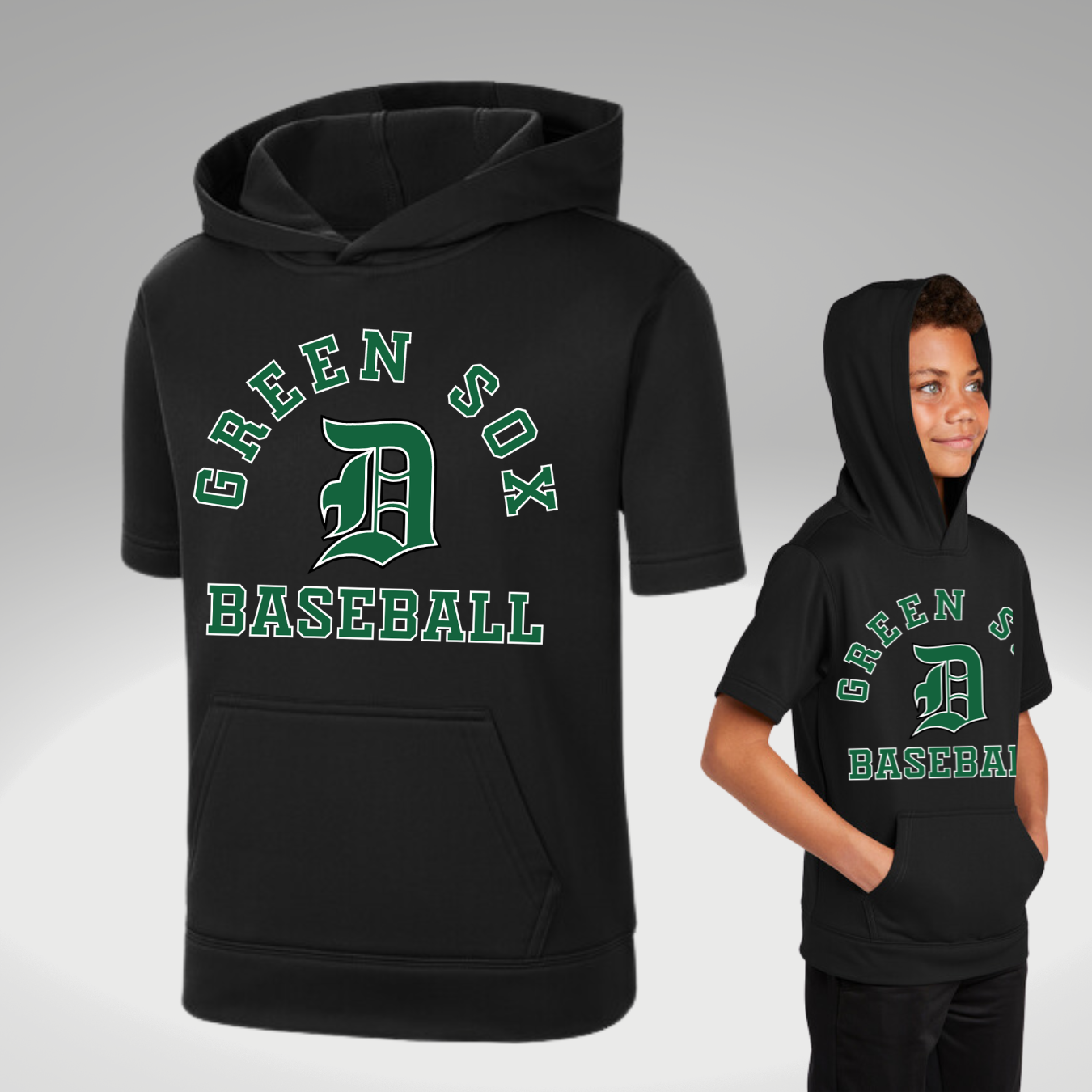 Youth GREEN SOX Sport Wick Short Sleeve Hoodie