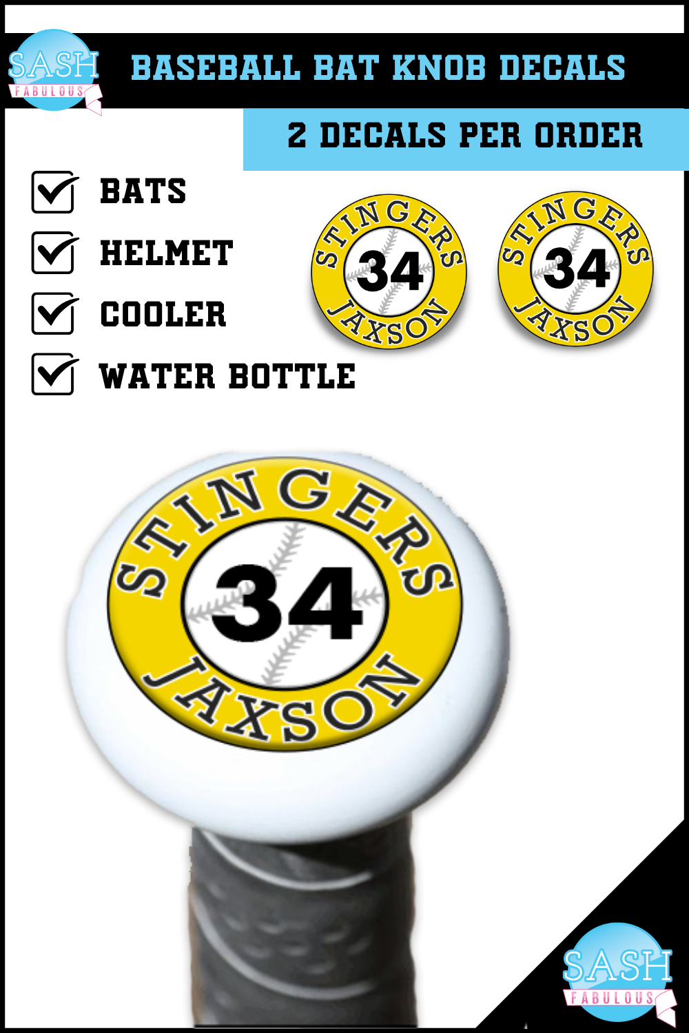 Sports Decal BAT KNOB 7