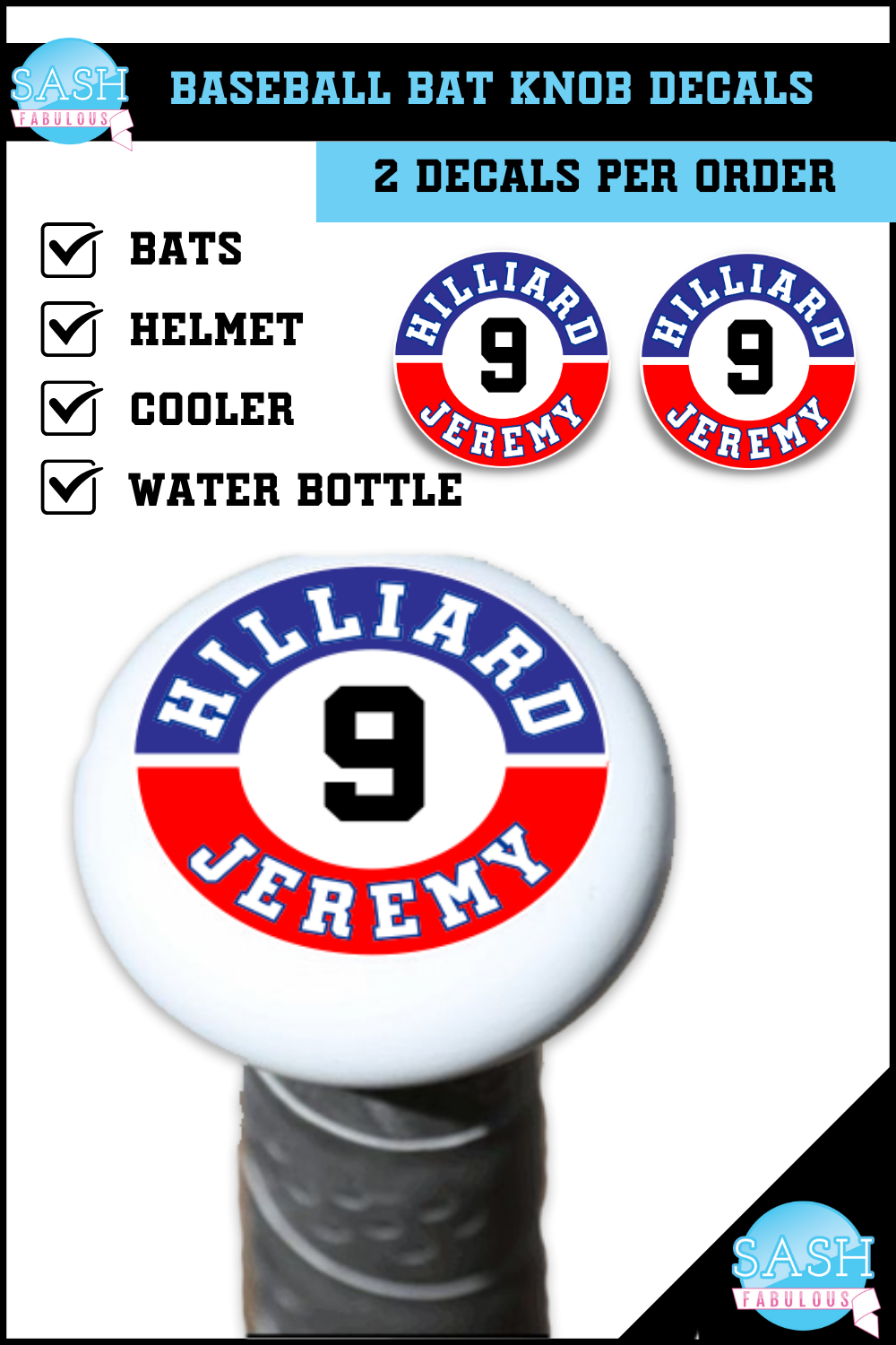 Sports Decal BAT KNOB 8