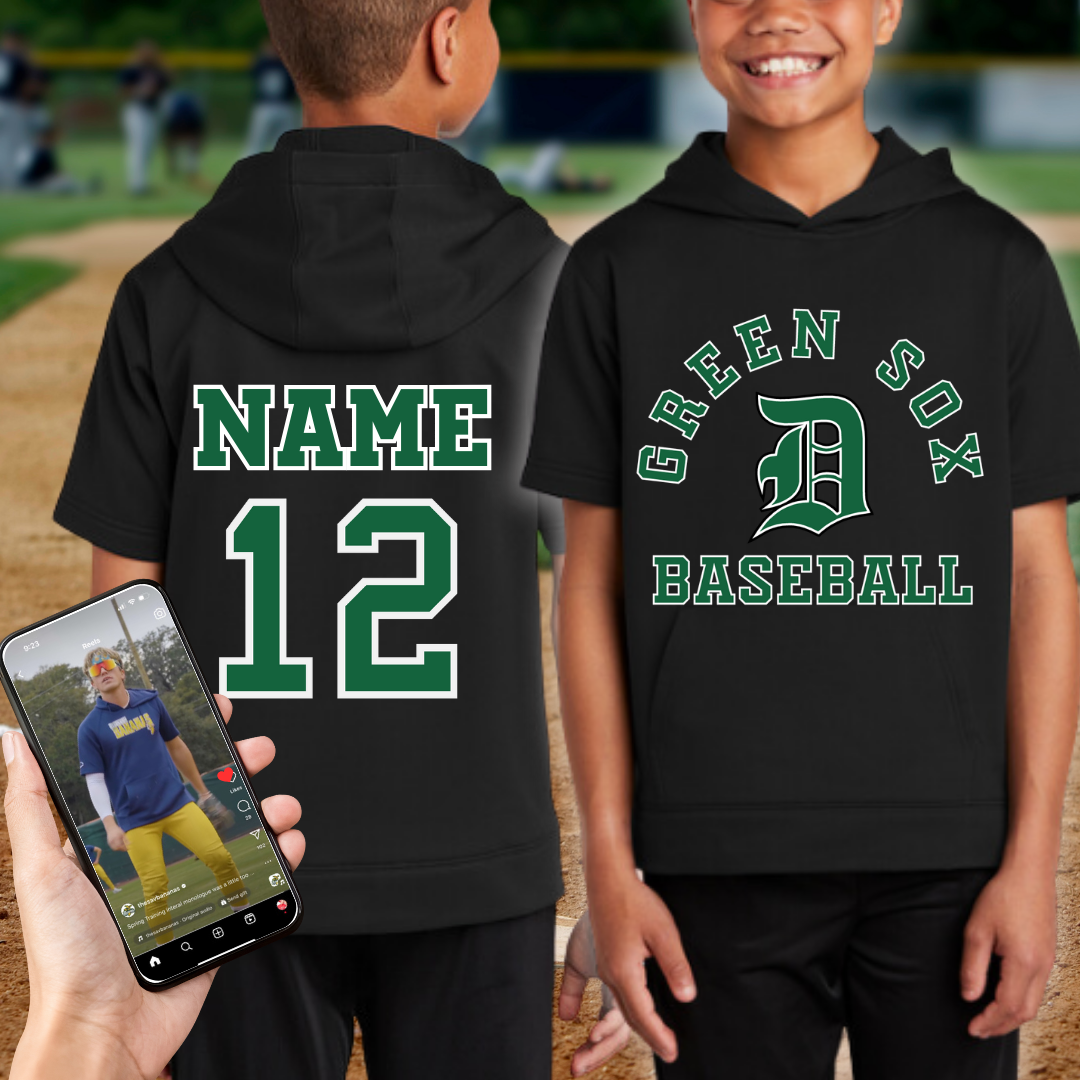 Youth GREEN SOX Sport Wick Short Sleeve Hoodie