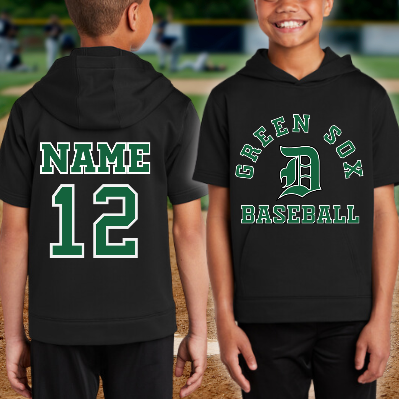 Youth GREEN SOX Sport Wick Short Sleeve Hoodie