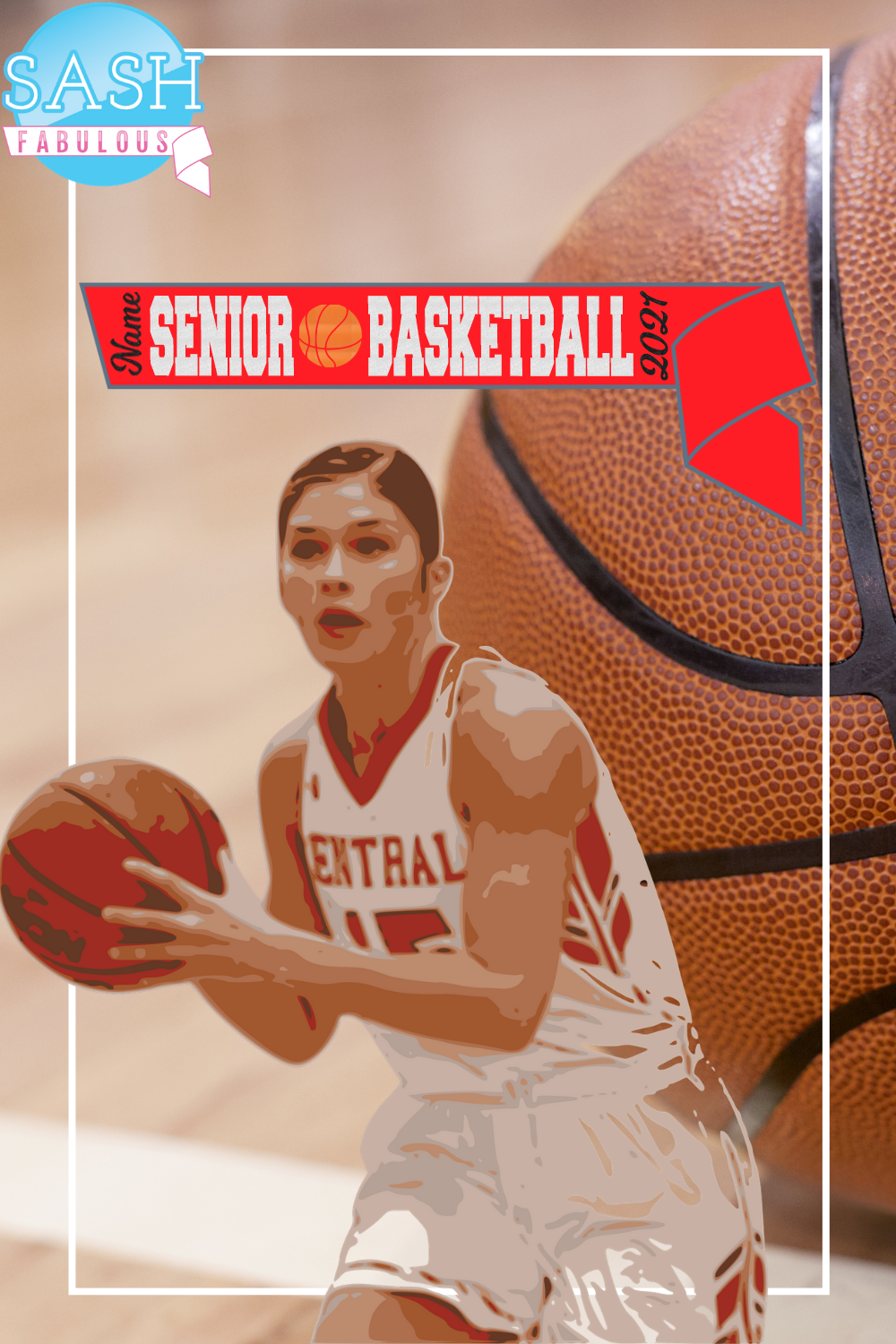 Basketball Senior Sash Style 3