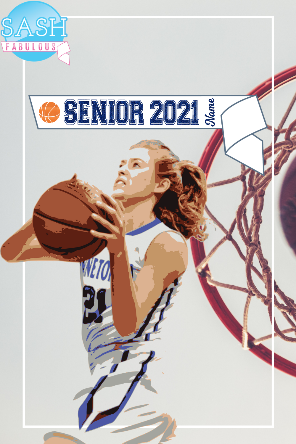 Basketball Senior Sash Style 4
