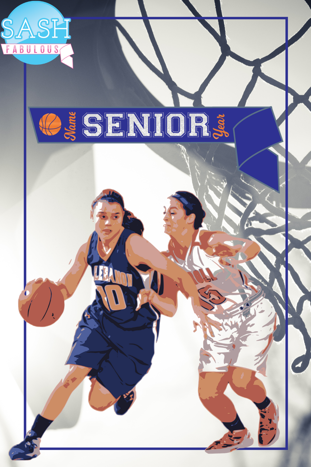 Basketball Senior Sash Style 7