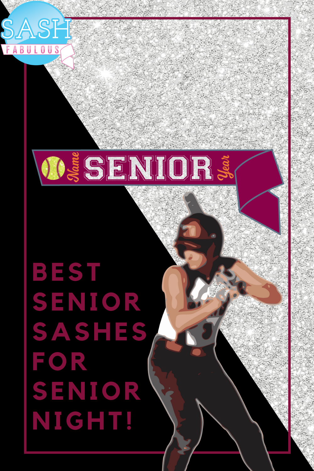 Softball Senior Sash Style 7