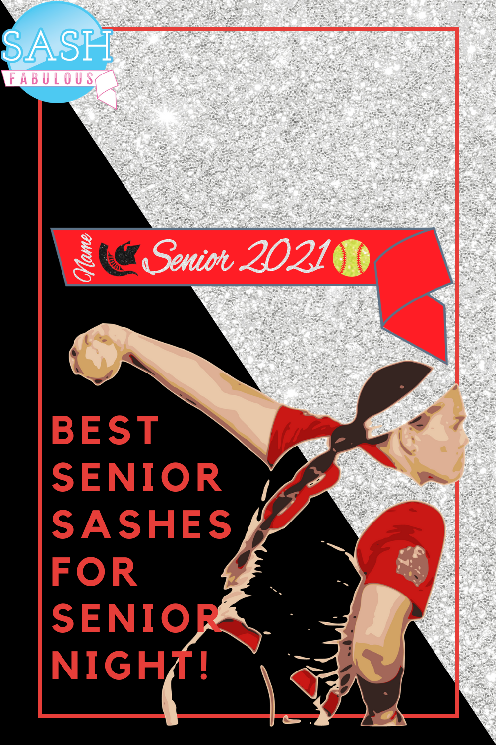 Softball Senior Sash Style 8