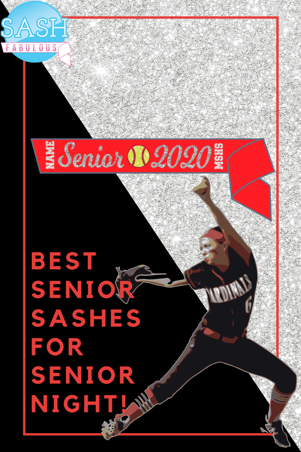 Softball Senior Sash Style 2