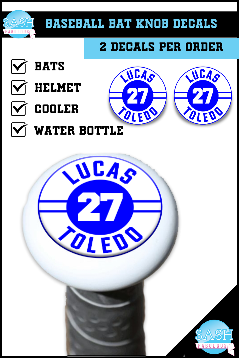 Sports Decal BAT KNOB 6