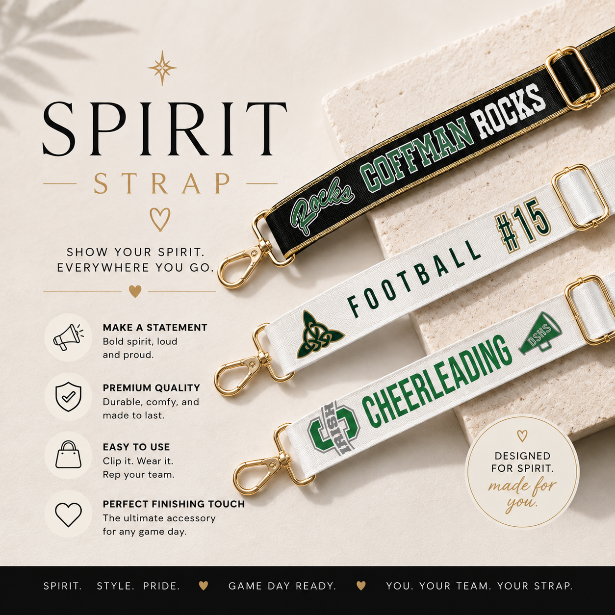 Spirit Strap — Personalized Team Bag Strap